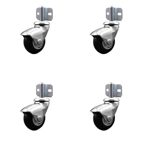 Service Caster 2'' Bright Chrome Neoprene Rubber CastersSide Mount Brackets- , 4PK SCC-GR03S210-NPRB-BC-71678-4-CB180-4 - main